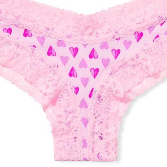 VS❤️Hearts Lace Waist Cheeky Pink with Purple Hearts Valentine’s Day NWT - Picture 13 of 16